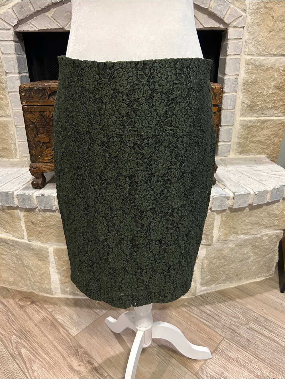 Ann Taylor Petite Olive Lace Midi Skirt